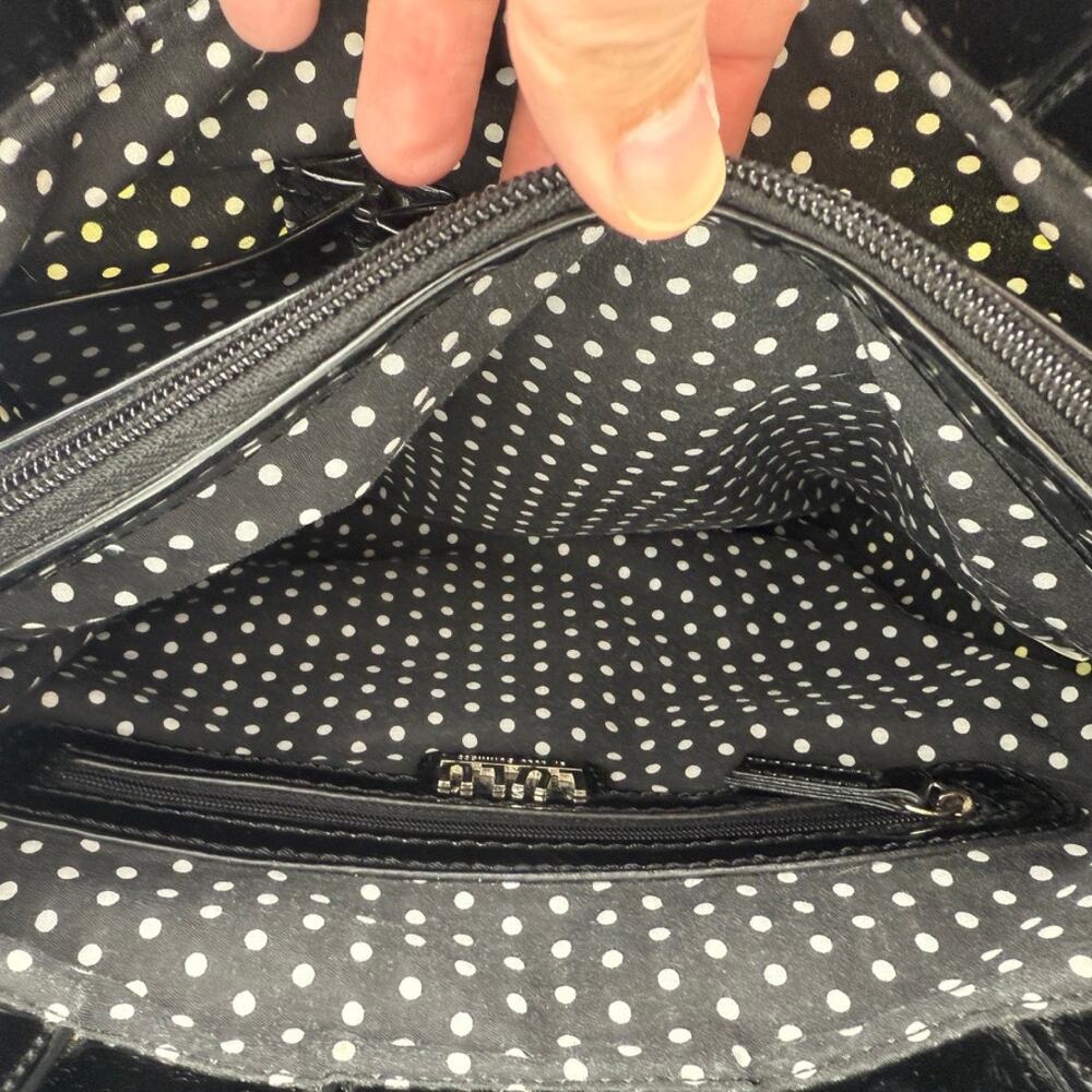 Lulu by Lulu Guinness London Print Tote Bag w/ Pouch Matching Black Yellow White - Picture 14 of 16